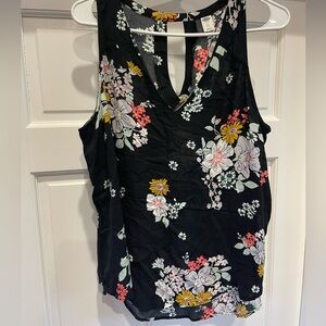 Old Navy Black Floral Long Top